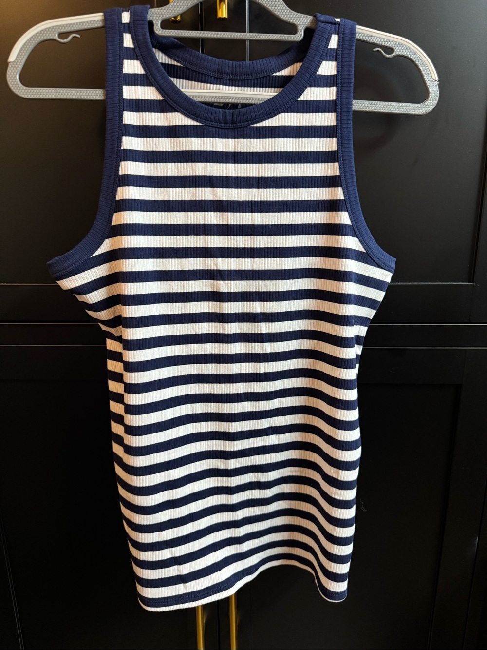 Maurices Navy and White Striped Ribbed Tee